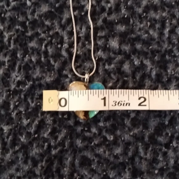 Natural Scenery pendant Heart turquoise and Sand Color Pendant Necklace - Picture 8 of 9